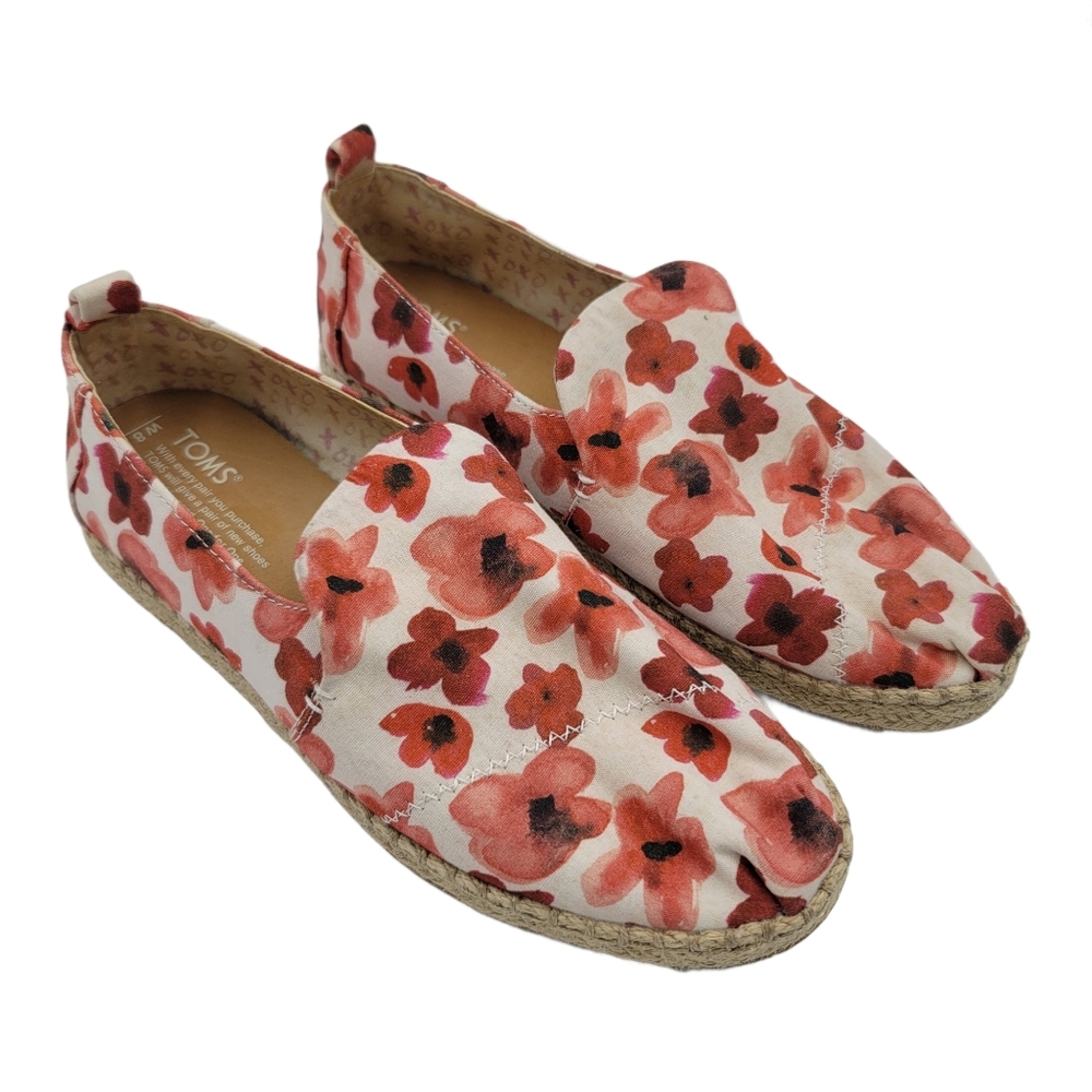 Toms Poppy Watercolor Espadrille Loafers Size W8